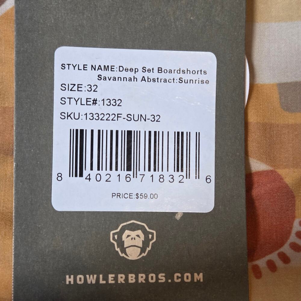 NWT Howler Brothers Deep Set Boardshorts sz 32 Savannah Abstract Sunrise #1332 - Picture 11 of 12